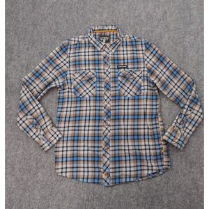 Bad Brains Element Flannel Shirt Mens Medium Blue Plaid Graphic Print Skate Punk